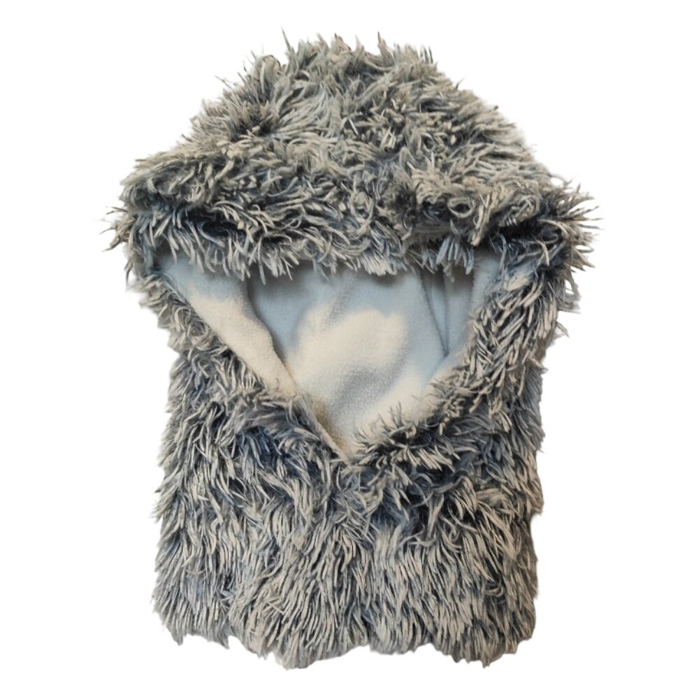 Claire's Dark Grey/Gray and White Fuzzy Hood Hat with Ears One Size Fits Most